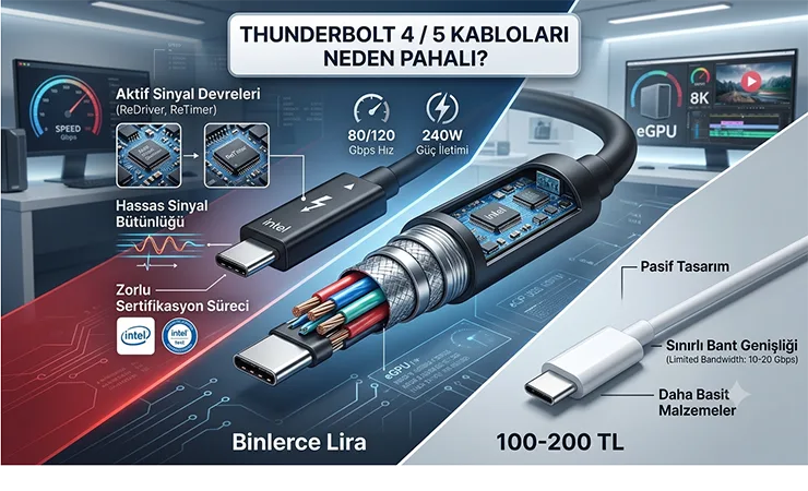 Thunderbolt 4 ve Thunderbolt 5 Kabloları Neden Bu Kadar Pahalı?